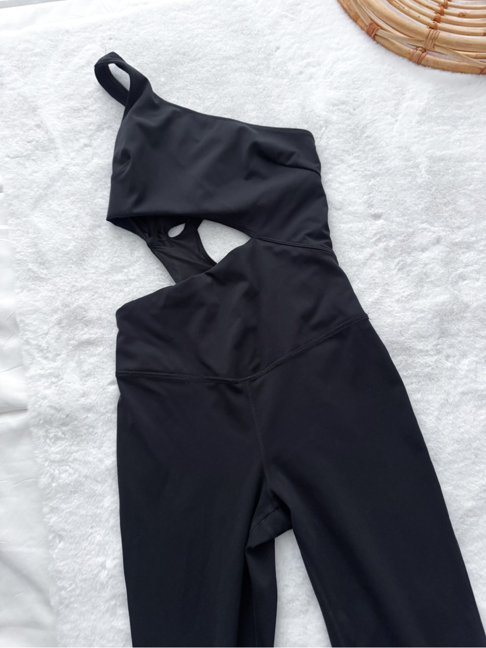 Free People Movement Transcend Limits Onesie Jumpsuit Black One Shoulder Cutout - Picture 5 of 14